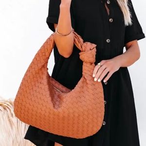 HARPER WOVEN FAUX LEATHER HANDBAG